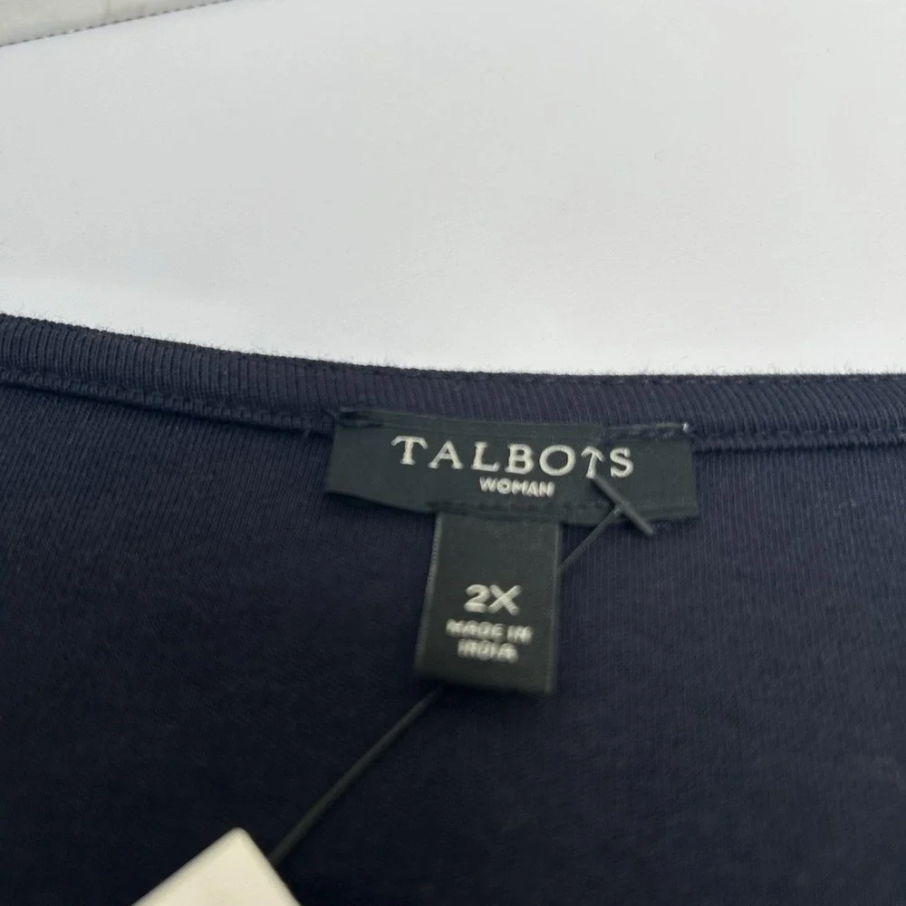 Talbot NWT‎ Woman Navy Cotton Knit Eyelet Sleeve Ruffle Dress Size 2X